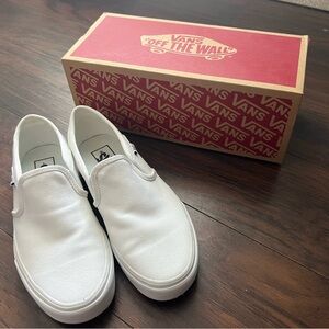 Women’s size 8 white VANS slip-ons